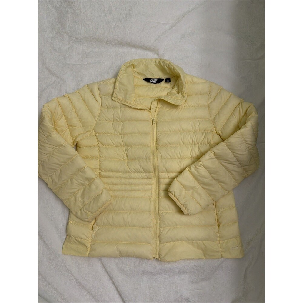 Lands End Medium Kids 10-12 Lightweight Puffer Jacket Yellow